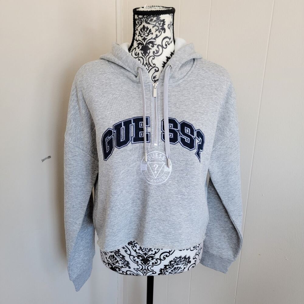 Guess Hannah Quarter Zip Cropped Varsity Hoodie